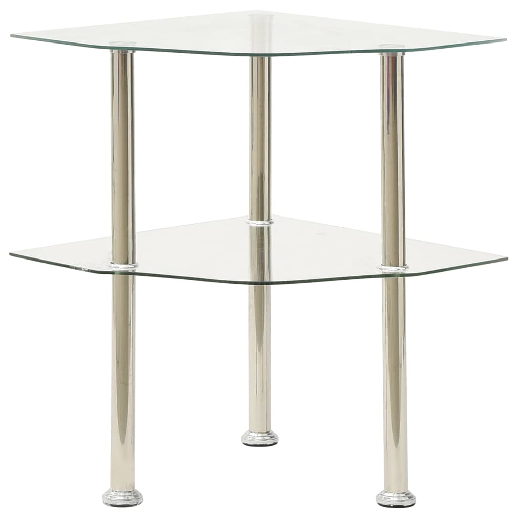 Bijzettafel 2-Laags 38Cm Gehard Glas En
