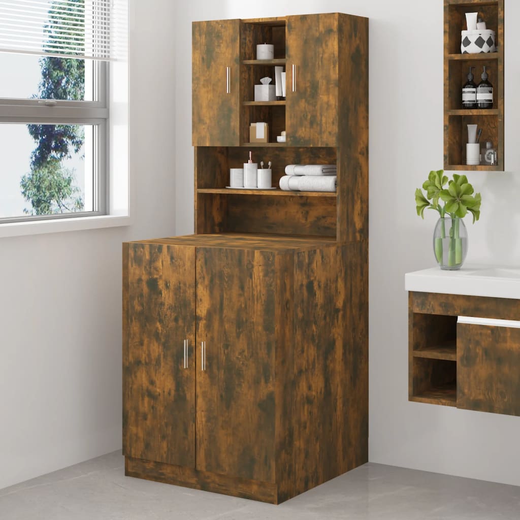 Wasmachinekasten 2 St Bewerkt Hout Kleurig