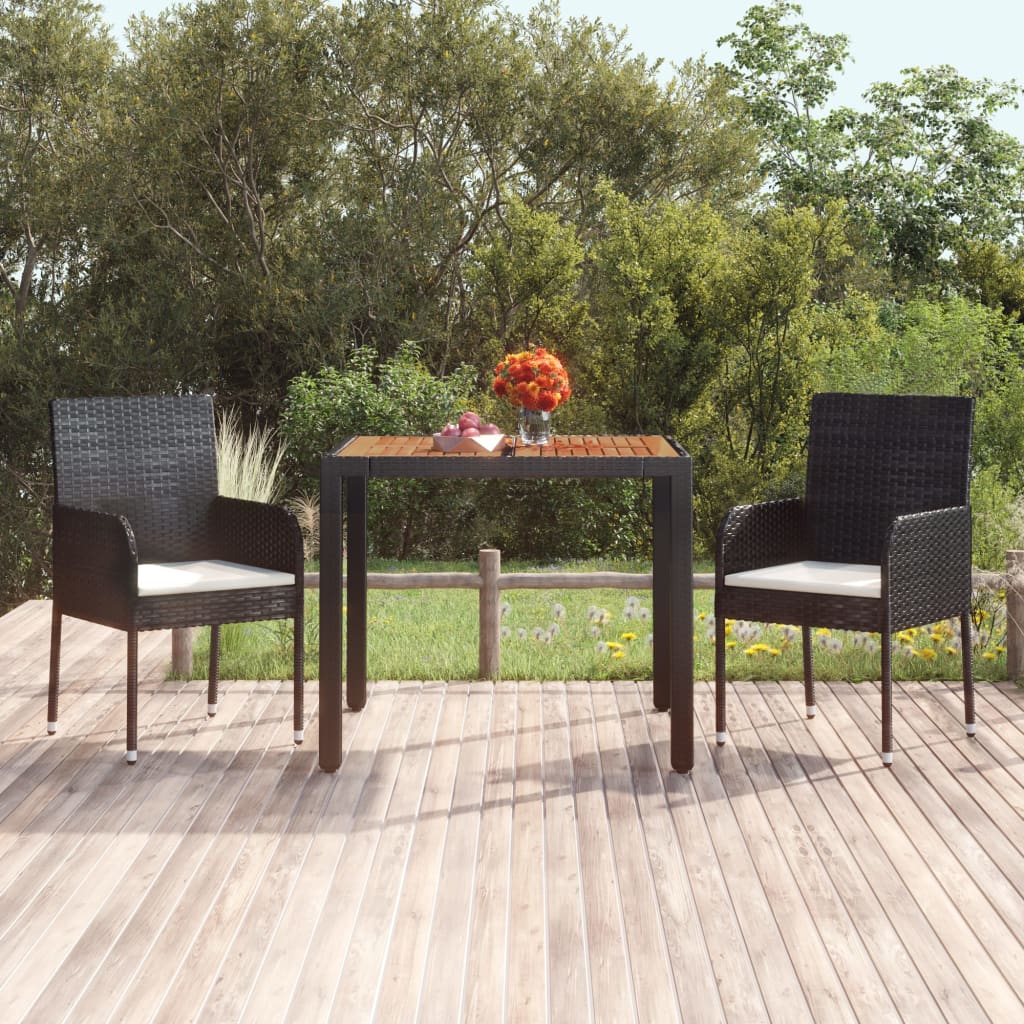 Tuintafel Met Poly Rattan Zwart