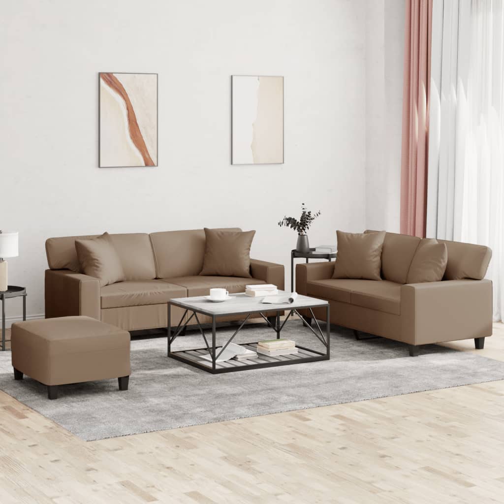 3-Delige Loungeset Met Kussens Kunstleer Kleurig