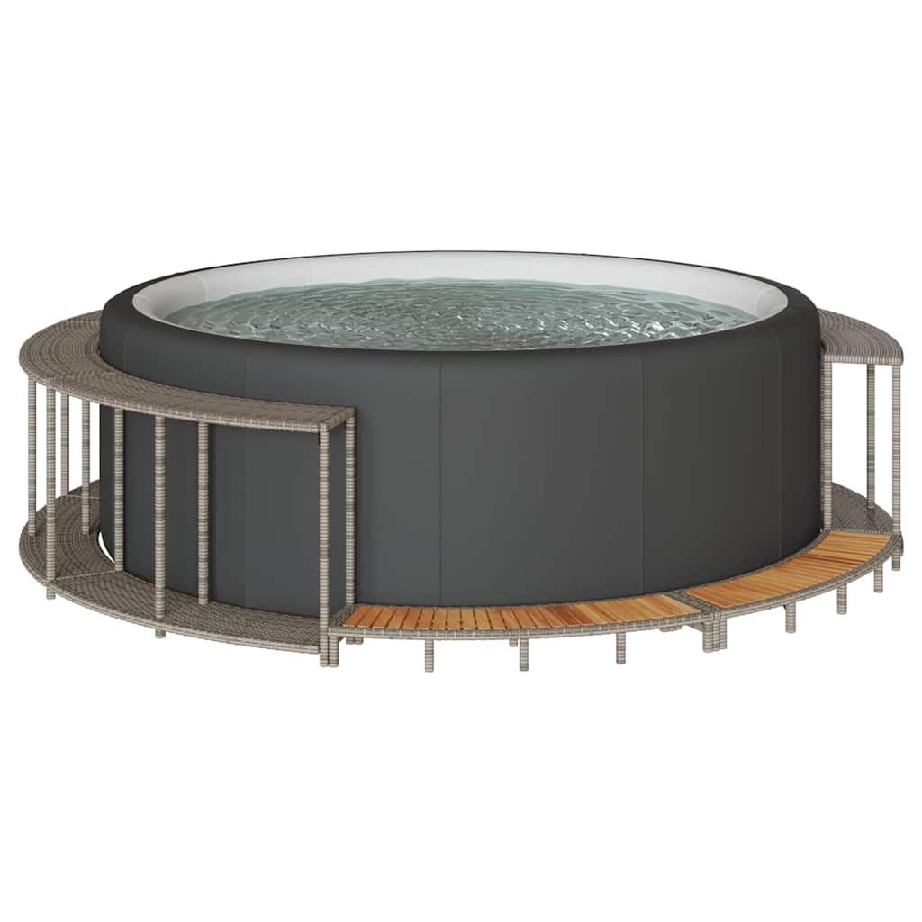 Hottub Surround Opbergruimte Houten Opstapje Poly Rattan
