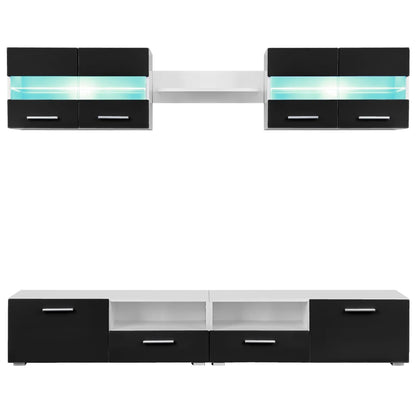 Tv-Wandmeubelset Met Led-Verlichting Hoogglans 5-Delig