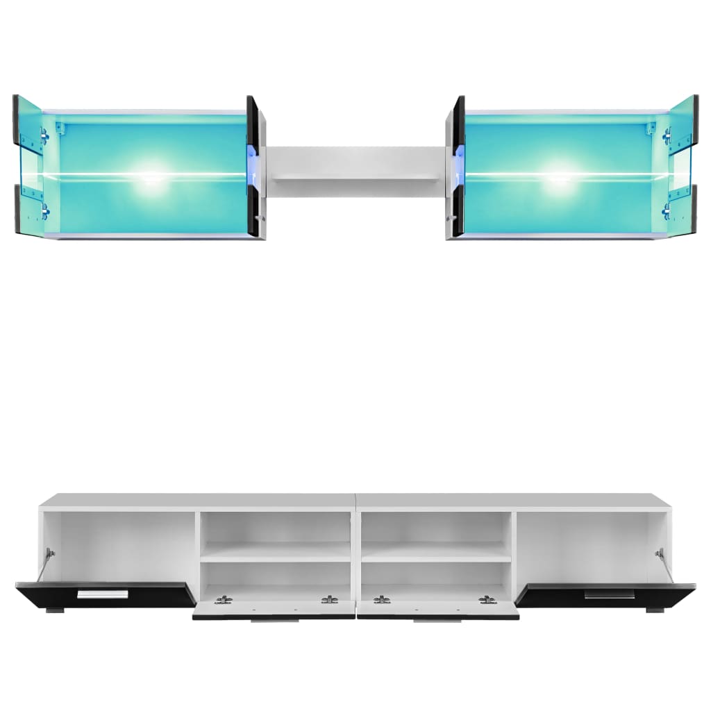 Tv-Wandmeubelset Met Led-Verlichting Hoogglans 5-Delig