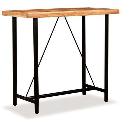 5-Delige Barset Massief Acaciahout, Echt Leer En Canvas