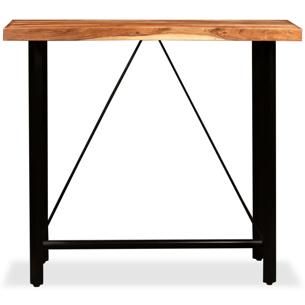 5-Delige Barset Massief Acaciahout, Echt Leer En Canvas