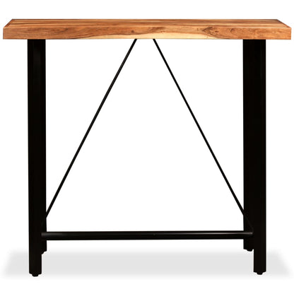 5-Delige Barset Massief Acaciahout, Echt Leer En Canvas