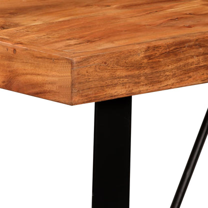5-Delige Barset Massief Acaciahout, Echt Leer En Canvas