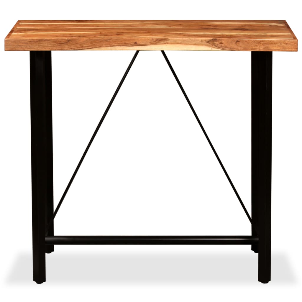 5-Delige Barset Massief Acaciahout, Echt Leer En Canvas