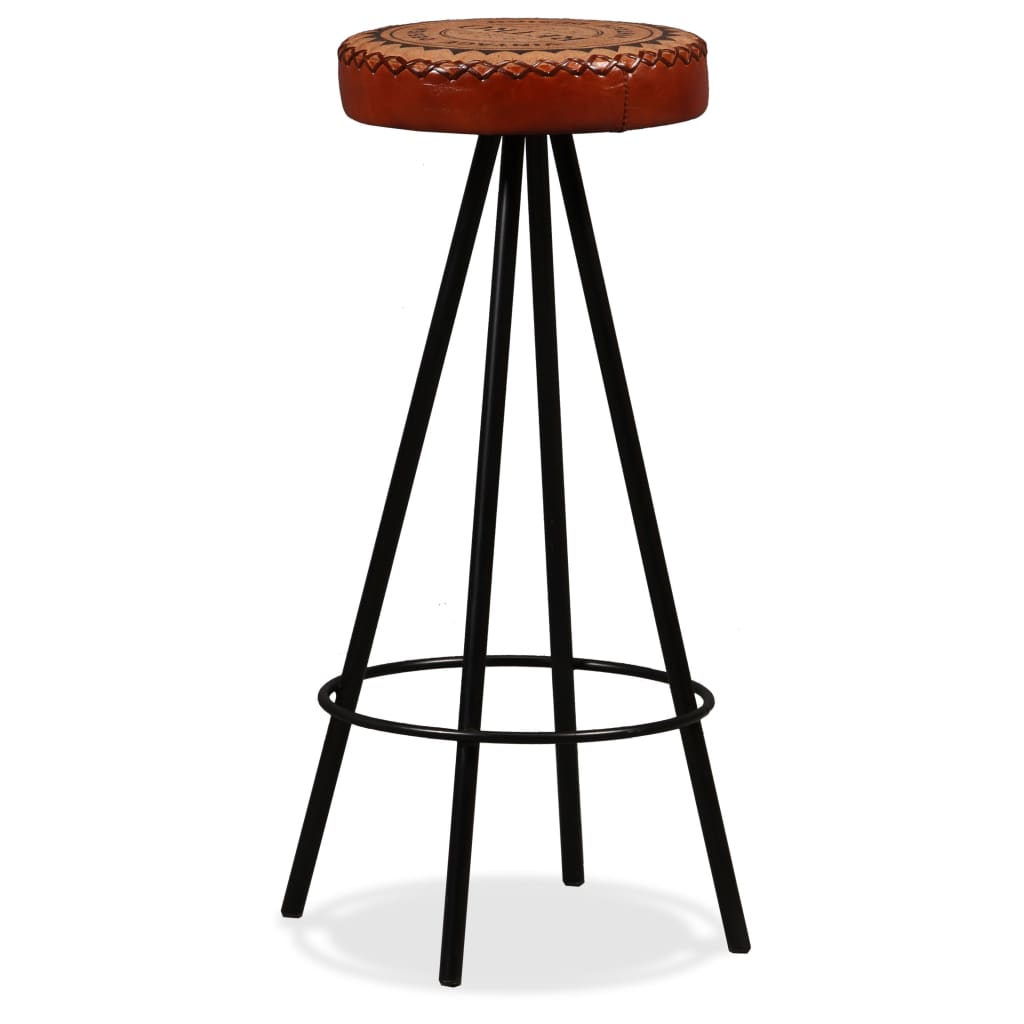 5-Delige Barset Massief Acaciahout, Echt Leer En Canvas