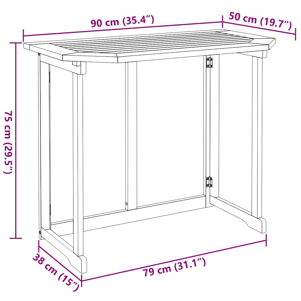 Bistrotafel 90X50X75 Cm Massief Acaciahout