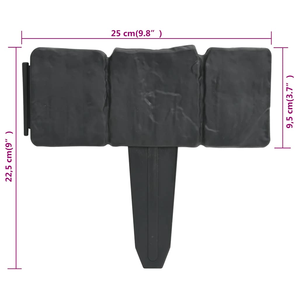 Gazonranden Steen-Look 10 M Kunststof