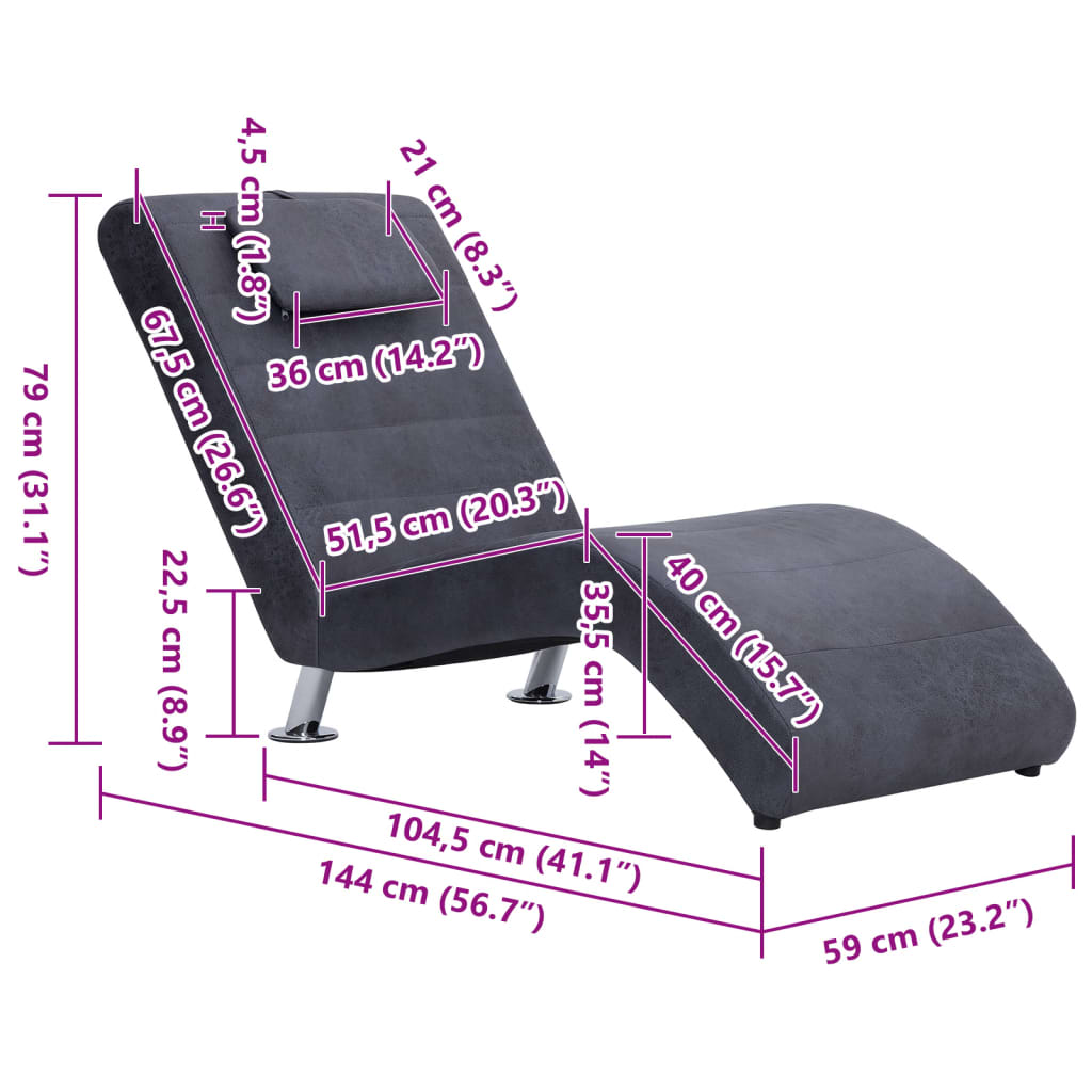 Chaise Longue Met Kussen Kunstsuède