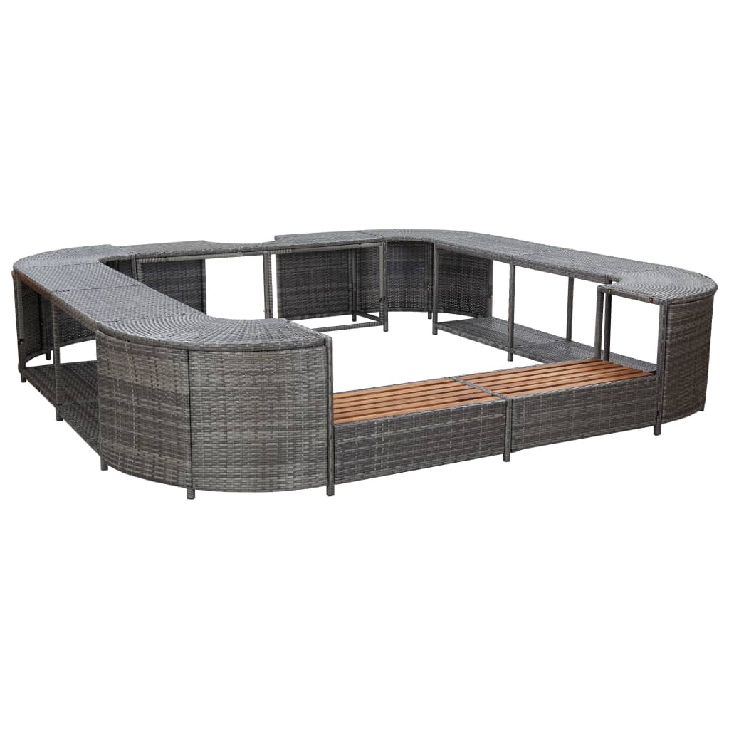 Spa-Ombouw Vierkant 268X268X55 Cm Poly Rattan