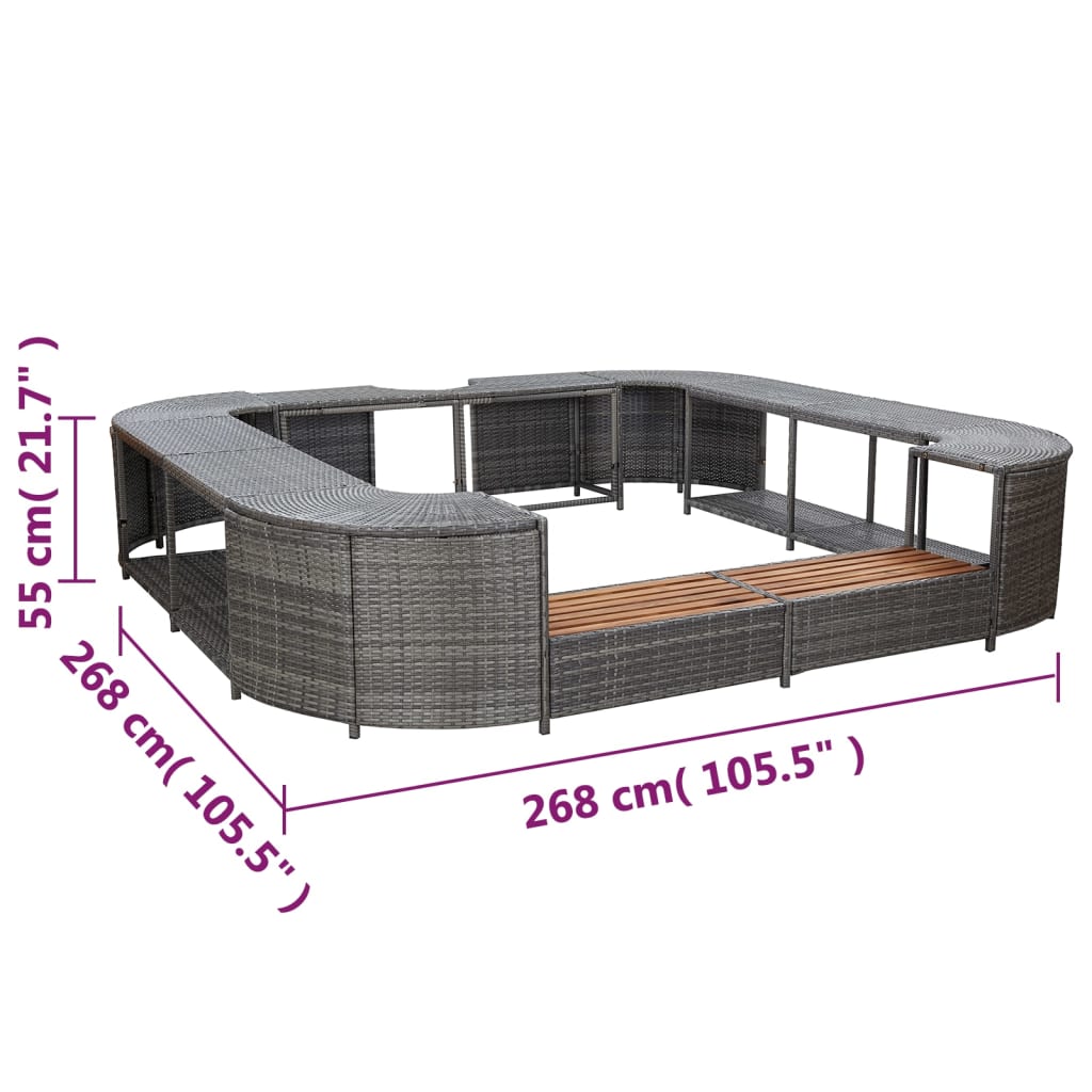 Spa-Ombouw Vierkant 268X268X55 Cm Poly Rattan