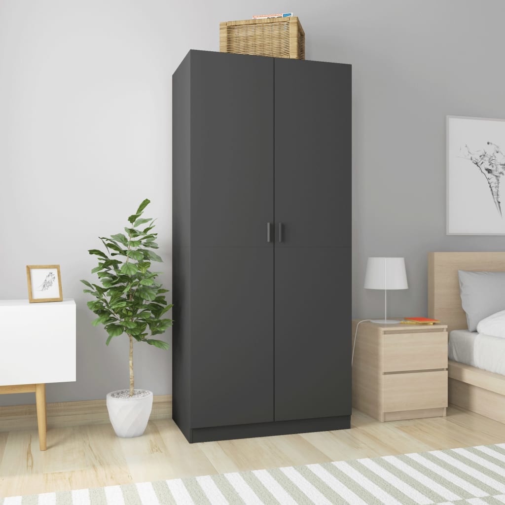 Kledingkast 90X52X200 Cm Bewerkt Hout Artisanaal Eikenkleur