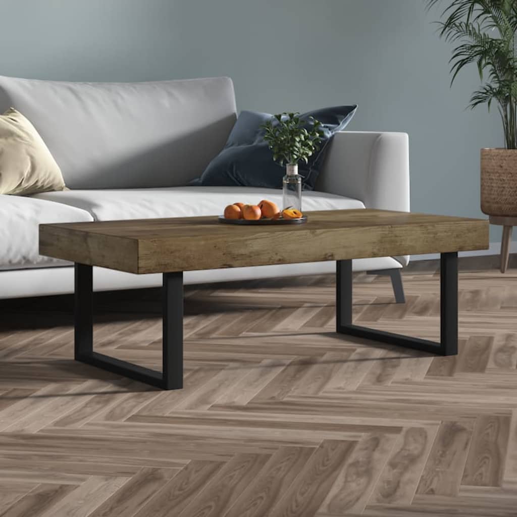 Salontafel 120X60X40 Cm Mdf En Ijzer En Zwart