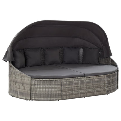 Loungebed Met Luifel Poly Rattan