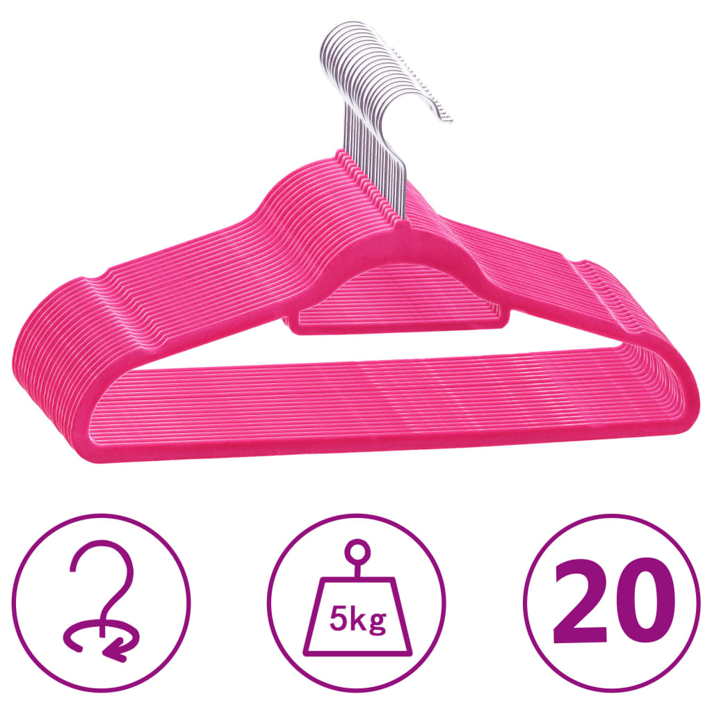 20-Delige Kledinghangerset Anti-Slip Fluweel