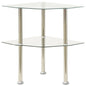 Bijzettafel 2-Laags 38Cm Gehard Glas En