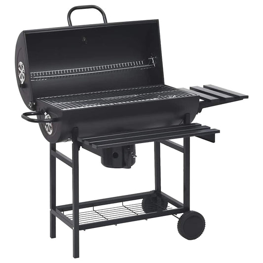 Barbecuevat Met Wielen En Schappen 115X85X95 Cm Staal Zwart
