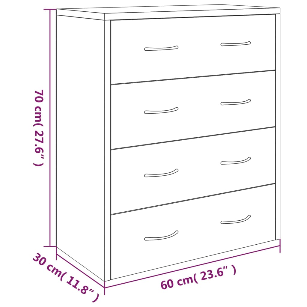 Dressoir Met 4 Lades 60X30,5X71 Cm