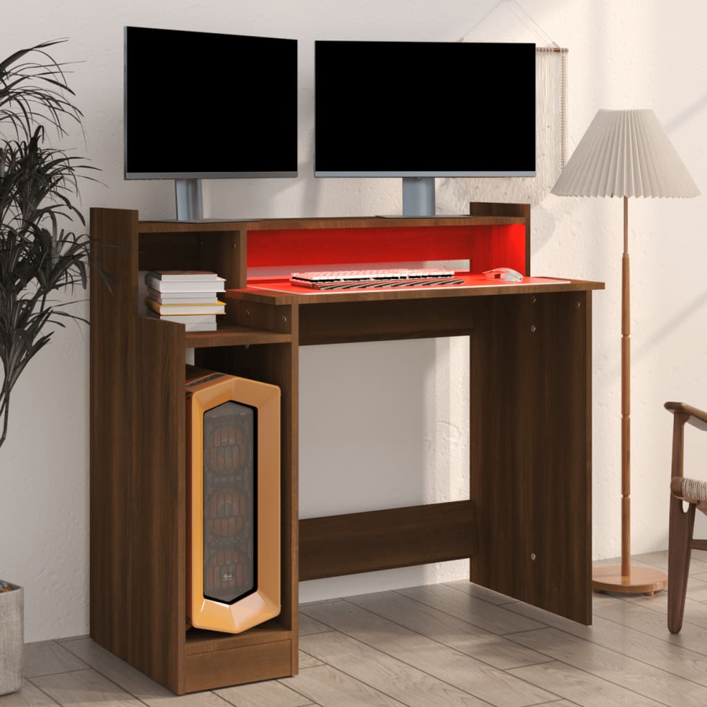 Bureau Met Led-Verlichting 97X45X90 Cm Hout