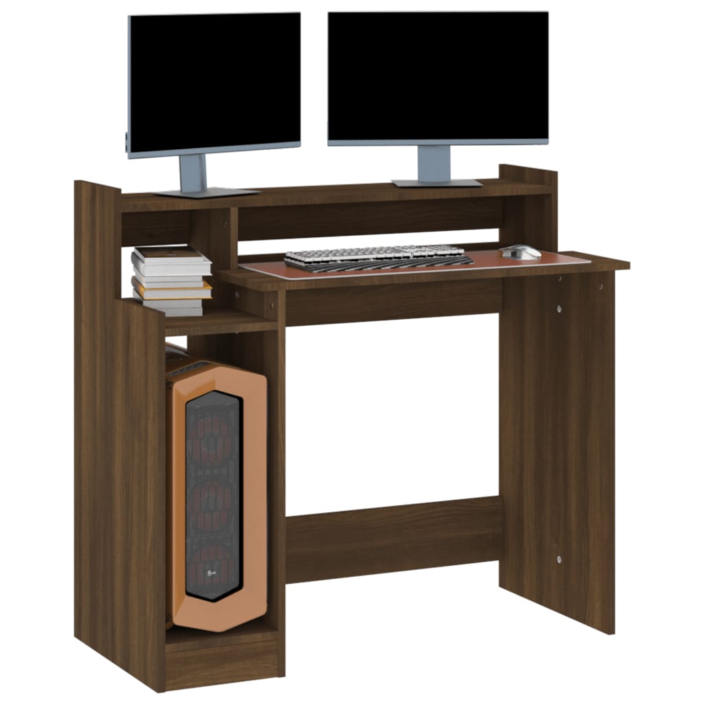 Bureau Met Led-Verlichting 97X45X90 Cm Hout