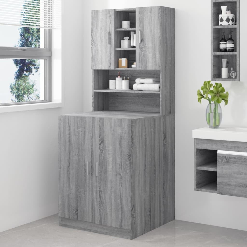 Wasmachinekasten 2 St Bewerkt Hout Kleurig