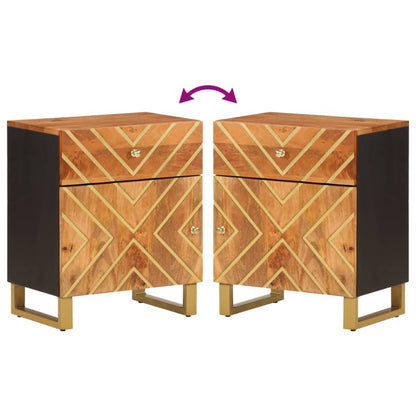Nachtkastje 50X33X60 Cm Massief Mangohout Bruin En Zwart