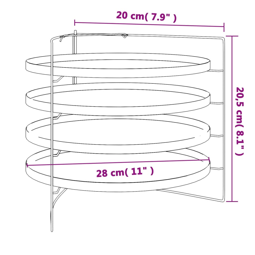 Pizzapannen 4 St Met Rek Ø 28 Cm Staal