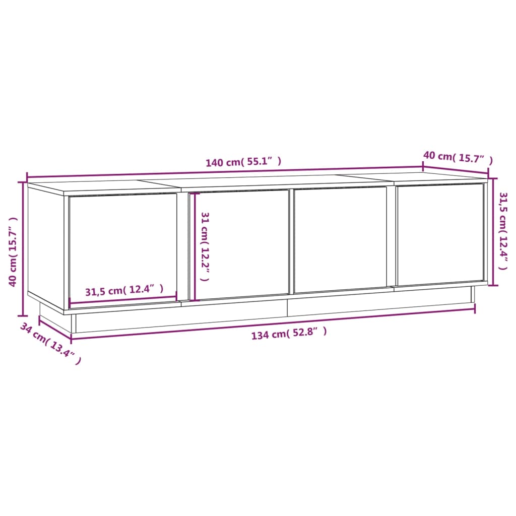 Tv-Meubel 140X40X40 Cm Massief Grenenhout