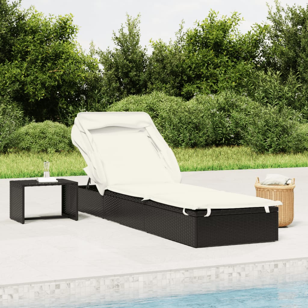 Ligbed Met Inklapbaar Dak 213X63X97 Cm Poly Rattan