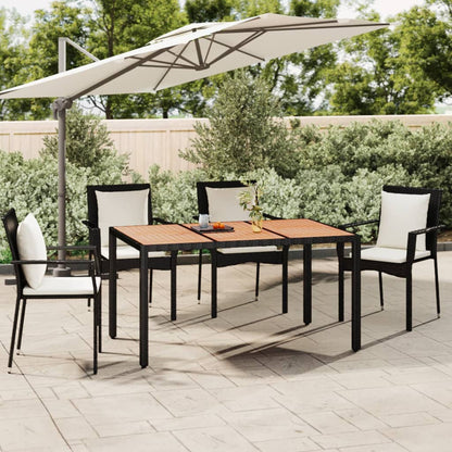 Tuintafel Met Glazen Blad Poly Rattan Zwart