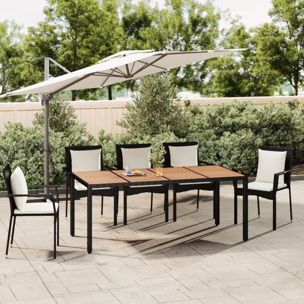 Tuintafel Met Glazen Blad Poly Rattan Zwart