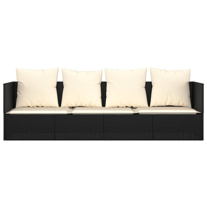 Loungebed Met Kussens Poly Rattan