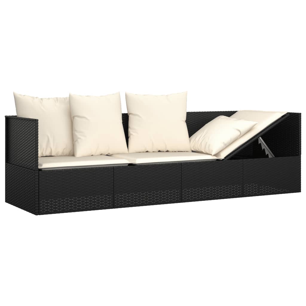 Loungebed Met Kussens Poly Rattan