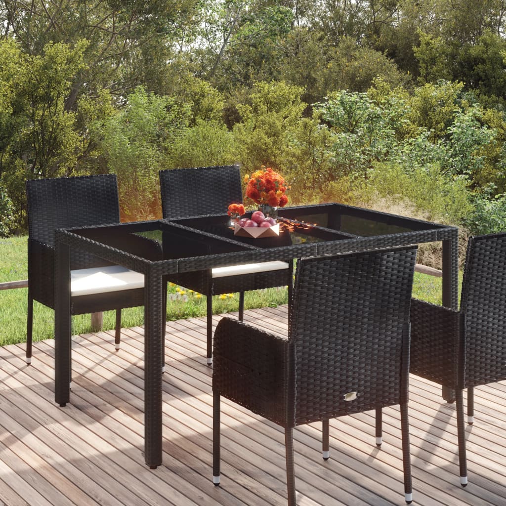 Tuintafel Met Poly Rattan Zwart