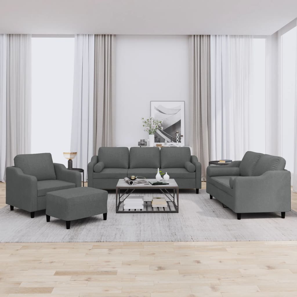 4-Delige Loungeset Met Kussens Stof