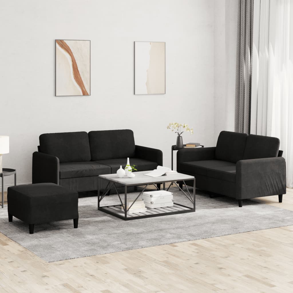 3-Delige Loungeset Met Kussens Fluweel
