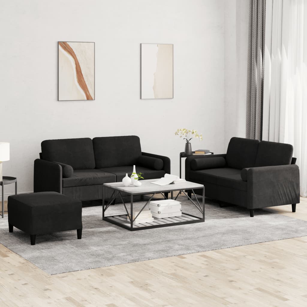 3-Delige Loungeset Met Kussens Fluweel