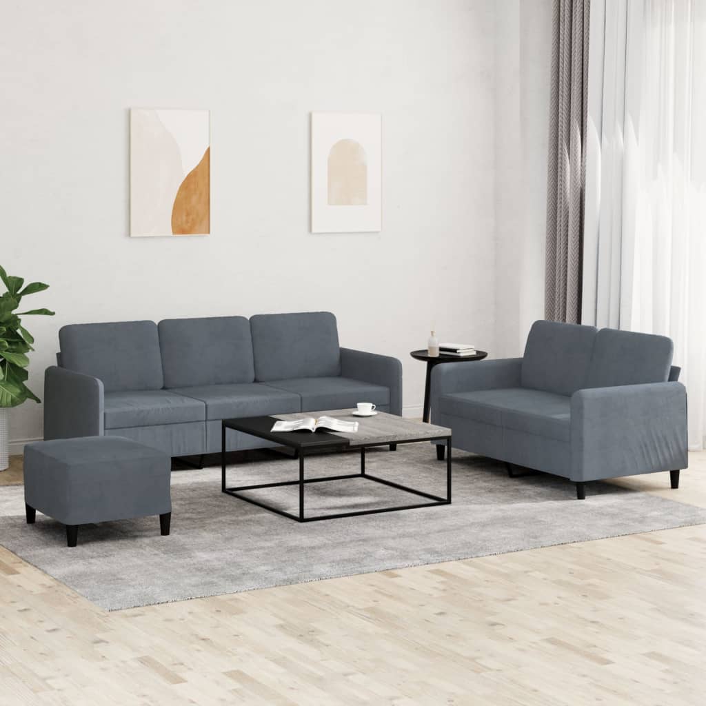 3-Delige Loungeset Met Kussens Fluweel Kleurig