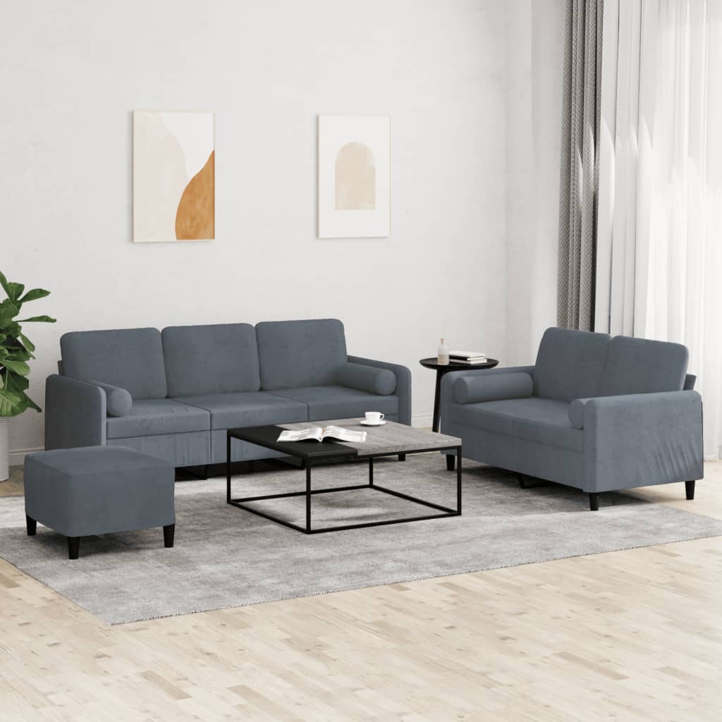 3-Delige Loungeset Met Kussens Fluweel Kleurig