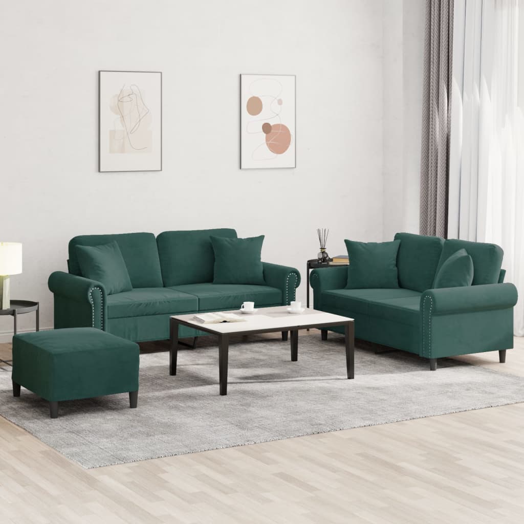 3-Delige Loungeset Met Kussens Fluweel