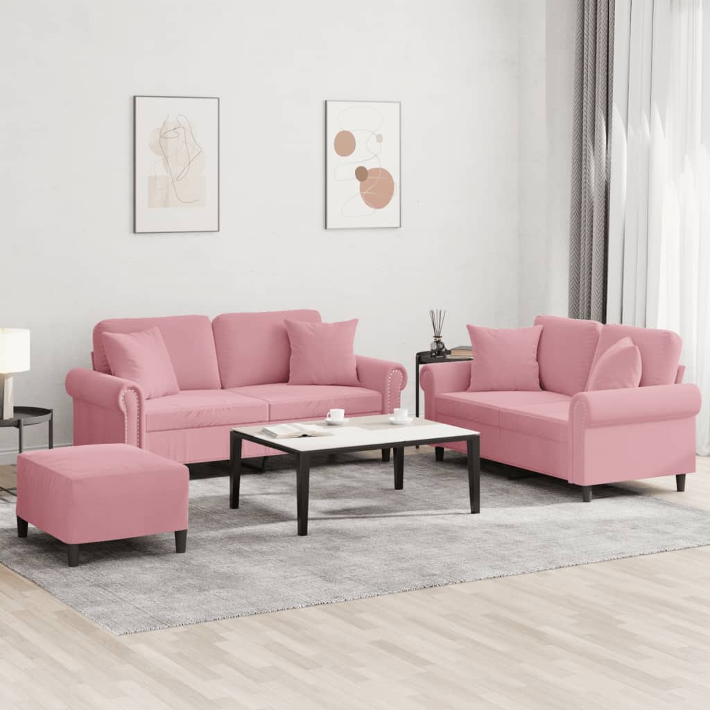 3-Delige Loungeset Met Kussens Fluweel