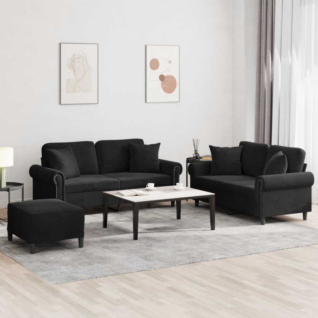 3-Delige Loungeset Met Kussens Fluweel