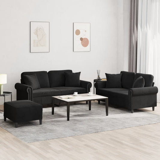 3-Delige Loungeset Met Kussens Fluweel