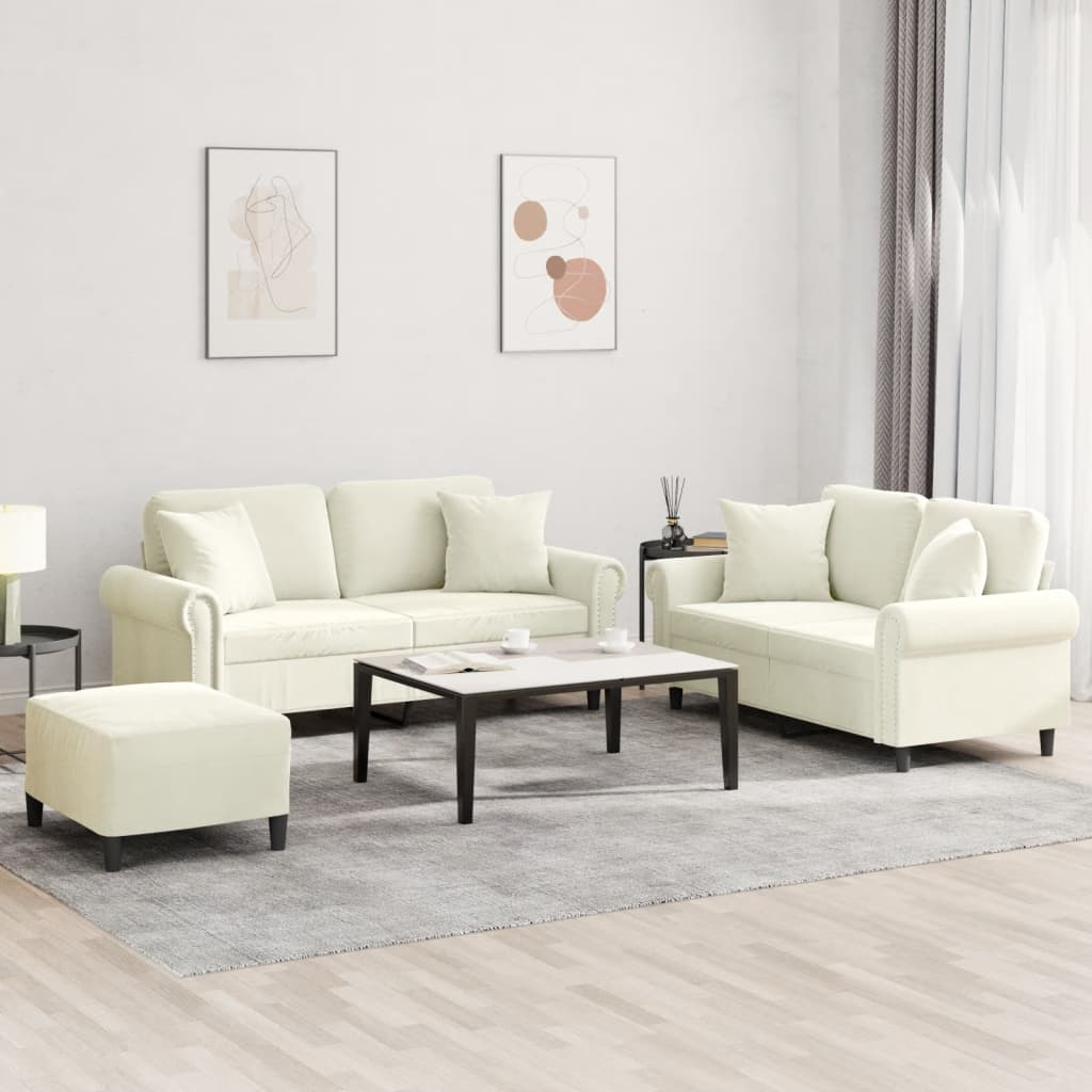 3-Delige Loungeset Met Kussens Fluweel