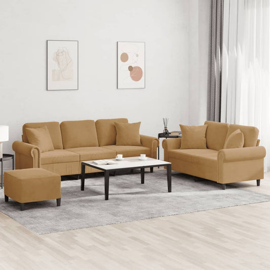 3-Delige Loungeset Met Kussens Fluweel