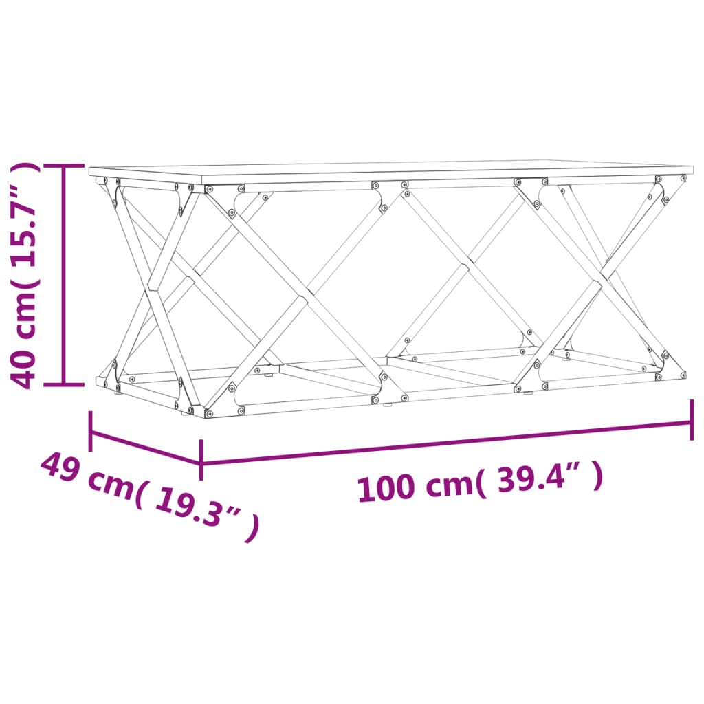 Salontafel 100X49X40 Cm Bewerkt Hout Kleurig