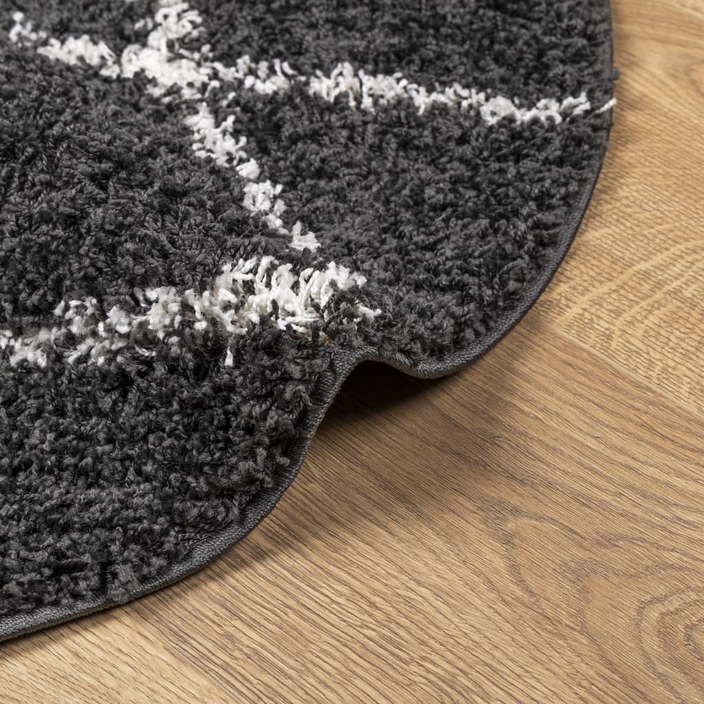 Vloerkleed Shaggy Hoogpolig Modern Zwart En Crème